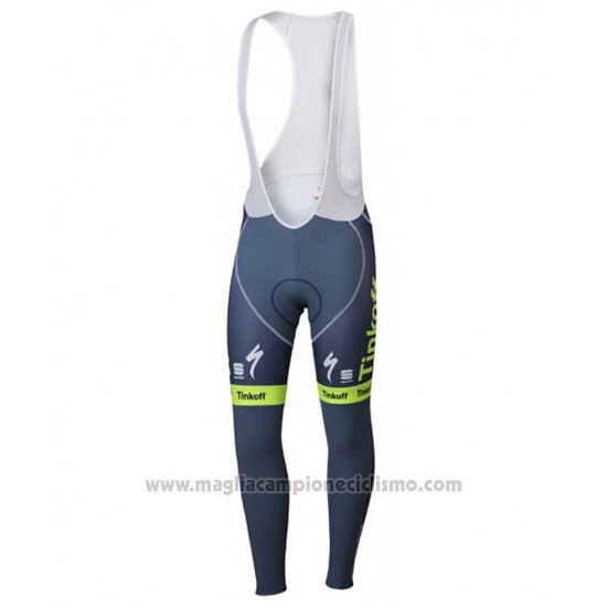 2016 Abbigliamento Ciclismo Tinkoff Verde e Grigio Manica Lunga e Salopette